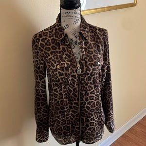 🛒 CLEARANCE Leopard Print Zip-up blouse, Michael Micheal Kors - Small